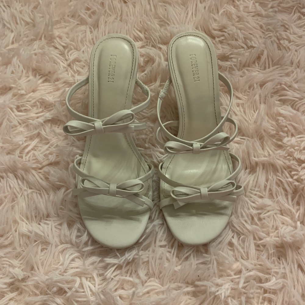 Strappy White Kitten Heels